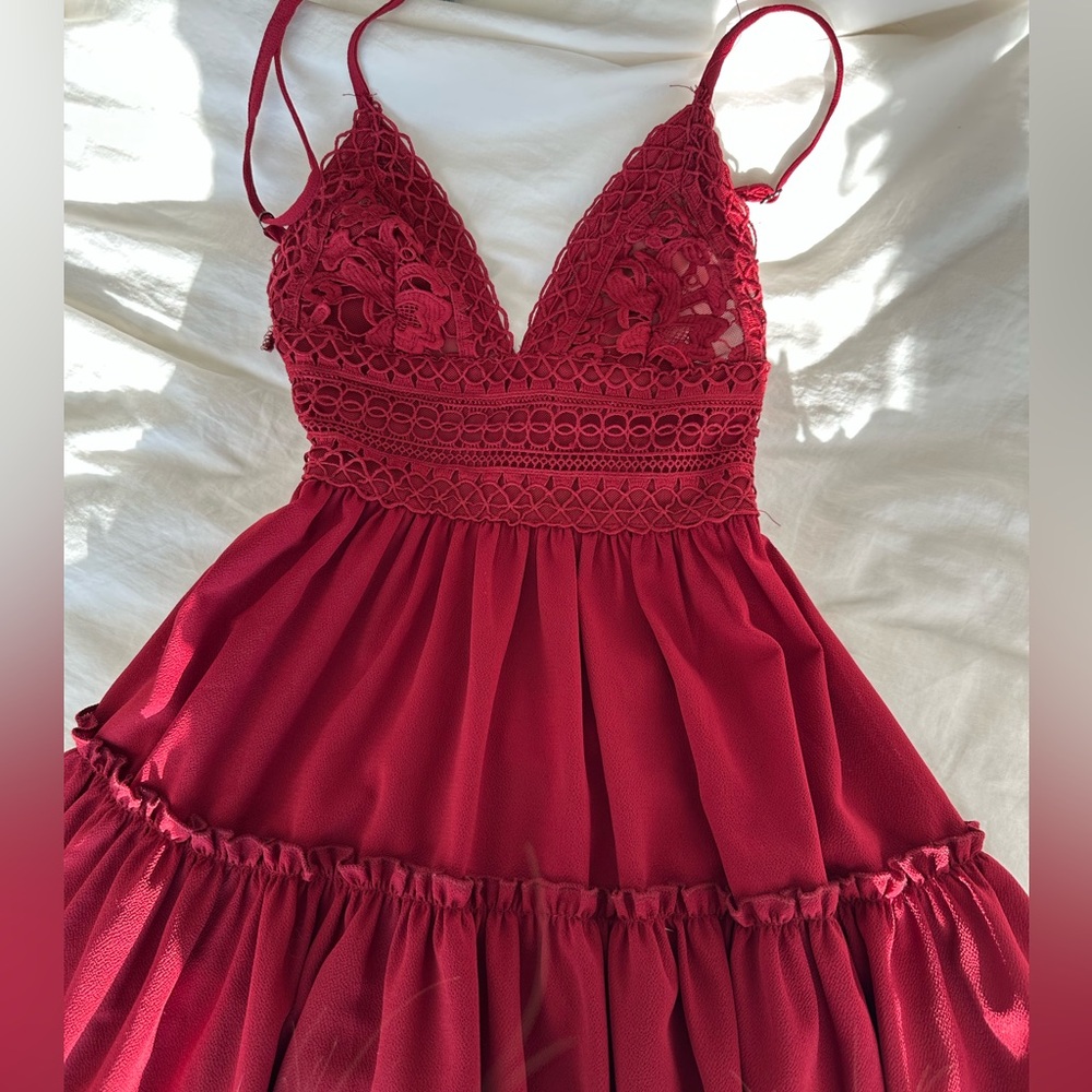 Showpo boho style maroon mini dress